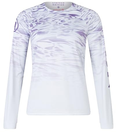 Enudra Womens Marble Printed Long Sleeve Cycling Tee Heather, X-Small