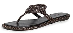 Tory Burch Women's Miller Knotted Crystal Sandals, Cocoa, 5.5 UK