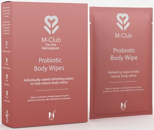 M-Club Probiotic Body Wipes for Women - 8 Individually Wrapped Biodegradable Wet Wipes for Adults, Feminine Hygiene Cleansers for Menopause Hot Flushes, Odour Control, No Rinse, Travel-Friendly