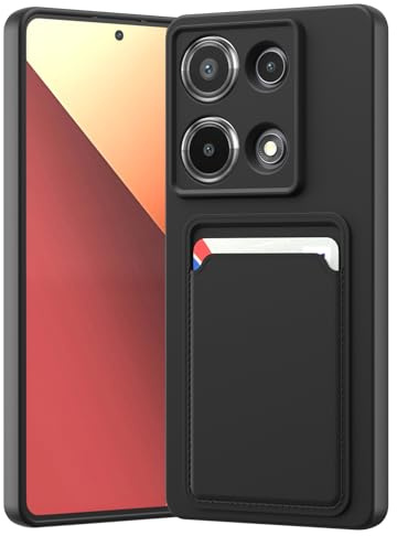 LVVFEI Custodia per Xiaomi Redmi Note 13 Pro 4G/ Poco M6 Pro 4G con Portacarte, Custodia in Silicone TPU Antiurto Integrata, Cover con Fessura per Carte di Credito Design Finitura Opaca, Nero