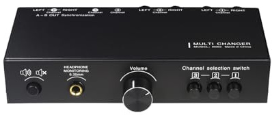 SPYMINNPOO Lautsprecherauswahl-Stereo-Audio-Umschalter mit Symmetrischem XLR-In-Ausgang, Passiver Metall-Vorverstärker für Home Studio Pro Audio, 3-In-3-Out-Sound-Umschalter mit Stummschaltung und