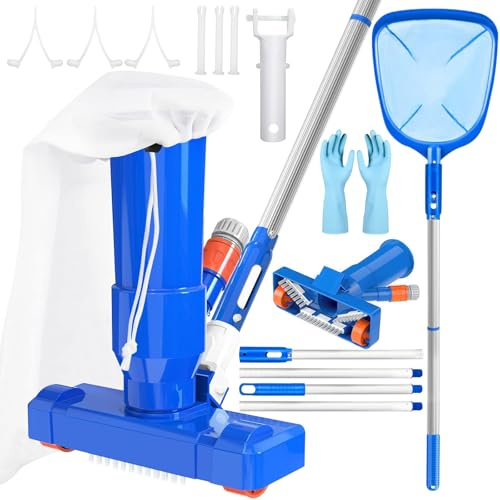 ZQEJEFD Aspirapolvere per Piscina con Retino Piscina, Aspiratore a Mano per Piscine, Kit di Pulizia per Piscine con 1.68m Palo Staccabile, Kit Pulizia Piscina per la Piscine, Piscina Termali, Acquari