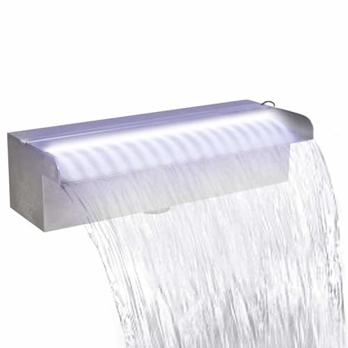 Gecheer Fontaine de piscine avec LED rectangulaire en acier inoxydable 30 cm - Pour jardin, étang, piscine - Décoration 41671