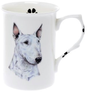 (BB28) SINGLE BONE CHINA BEAKER/ MUG/CUP English Bull Terrier dog KIRSTY JAYNE CHINA