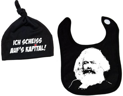 Racker-n-Roll KARL MARX Ich scheiss auf´s Kapital Baby Lätzchen & Mütze Geschenkset
