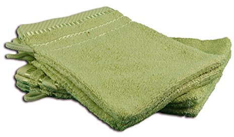 Gözze - Lot de 4 Gants de Toilette, Berlin, 100% Coton, 17 x 24 cm - Vert foncé