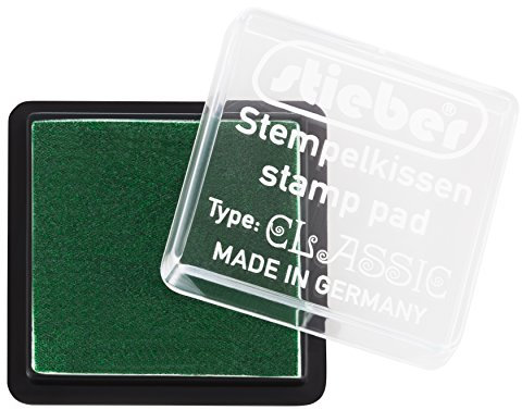 stieber® Mini-Stempelkissen mit Schnappdeckel, Gehäuse ca. 41x41 mm, Fasermaß ca. 34x34 mm *Bitte Farbe auswählen* (MAIGRÜN)