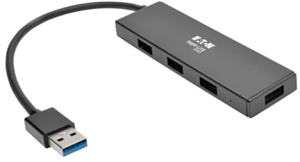 Eaton 4-Port Portable Ultra Slim USB 3.0 Hub, Super Speed 5 Gigabit Per Second Data Transfer, Built In USB 3.0 Cable, Up to 1.5A Charging (U360-004-SLIM)