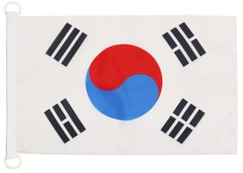AZ FLAG - Drapeau Corée du Sud - 45x30 cm - Pavillon Nautique Coréen Spécial Bateau Et Extérieur En Maille Bloquée Avec Anneaux Plastiques Intégrés - 30g