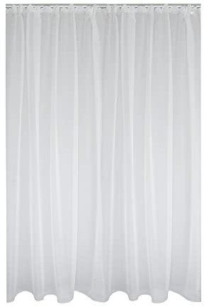 Haus und Deko Voile Dekoschal Gardine Emotion weiß 140 x 300 cm Organza Vorhang Kräuselband klassisch transparent kurz mittel oder lang Store Gardinenvorhang Wohnzimmer Schlafzimmer