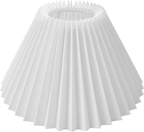 Tisch-Lampenschirm plissee *rund* *weiss* Du=25cm/Do=9,5cm/Hschräg=16cm Haltung E27 unten