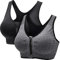 CARETOO Damen Sport BH Stark Halt Active Bra Höhe Beanspruchung Trainieren Bustier Fuer Yoga Fitness - Mit Reißverschluss Schwarz + Grau, M