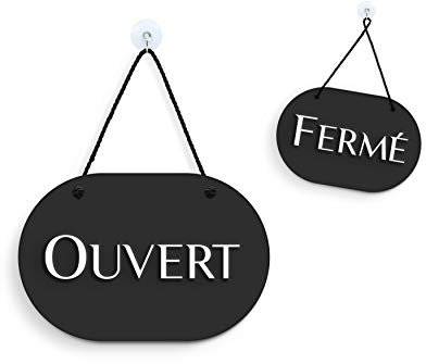 SIGNS | Ovale élégant - Ouvert/Fermé Enseigne à Suspendre [OC36] à Double Face, en relief - Plaque de porte suspendue à double face - Plaque de fenêtre pour magasin professionnel réversible