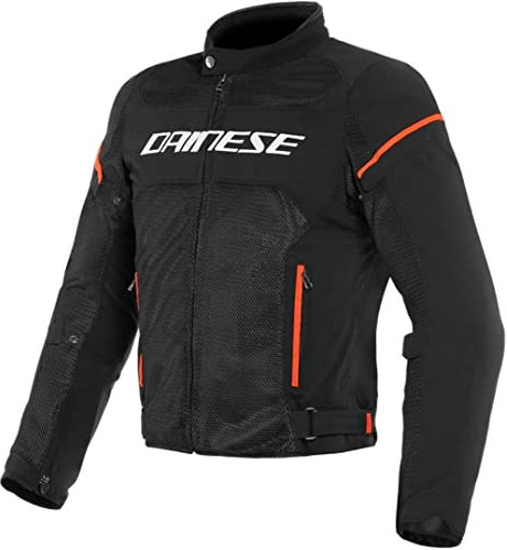 Dainese Air Frame D1 Tex Jacket, Motorradjacke Sommer mit Abnehmbarem Windschutz-Futter, Herren, Schwarz/Weiß/Fluo-Rot, 48