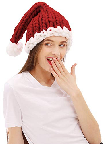 Caistre Weihnachtsmütze für Damen, Wintermütze, weich, lässig, warm, gestrickt, Totenkopfmütze, Weihnachtsmütze, rot (2), Einheitsgröße