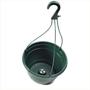 The Flowerpot Men 27CM PLASTIC HANGING POTS BASKETS PLANTERS X3 (x3, Dark Green)