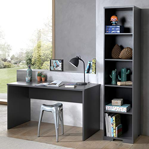 Vipack London Jugendzimmer Set 2-TLG. Best. aus: Schreibtisch, Regal, AUSF. Dekor Anthrazit, Absatz Buche Natur massiv Anthrazit/Buche
