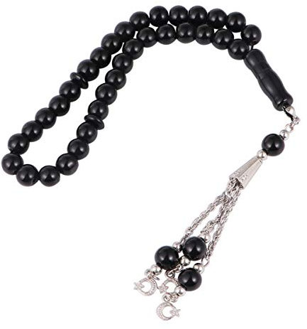 Healifty Muslimische Gebetsperlen 33 Exotische Glas Tasbih Armbänder Meditation Rosenkranz Schmuck für Islamische Frauen Männer Schwarz