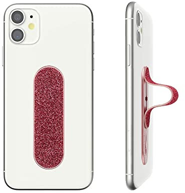 Momostick Flatstick - Smartphone Fingerhalter - Selfie Handyhalter - Handy Fingerhalterung Handy Halter Ständer Griff - Handy Halterung Handy Ring - Finger Handy Griff (Glitzer Hot Pink)