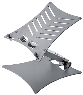 K&M - König & Meyer 12195.000.87 - Laptop Stand - Steel Base Plate - Adjustable Stop Pins - Excellent Stability - Grey Powder Coating