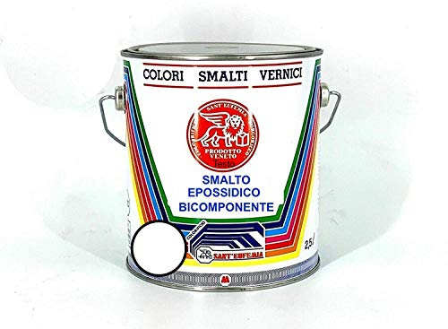 SMALTO VERNICE EPOSSIDICO EPOX LUCIDO COLORI SINTETICI PROFESSIONALE (KG 1,5 (1+0,5 Cat), RAL9010 BIANCO)