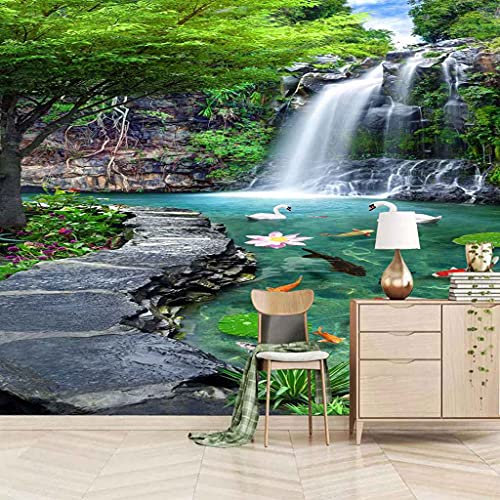 FVGKYS Wallpaper Fototapeten Benutzerdefinierte Fototapete 3D Effekt Kreative Wohnkultur Wald Wasserfall Landschaft Wandbild Tapete 400x280cm Bar Ktv Hotel Schlafzimmer Wohnzimmer Küche Wandbild