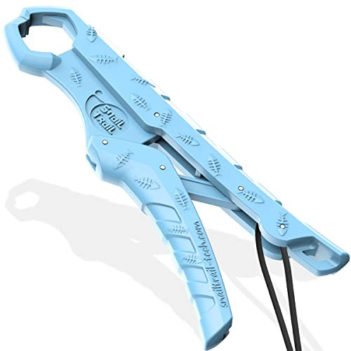 SNAIL TRAIL 7.5''/9'' Floating Fish Gripper, Fishing Grabber, Catfish Mouth Pliers, Caught Bass Holder, Digital Scale Hook Clamp, Saltwater Lip Grip Tool with Lanyard, Gifts for Men, Blue