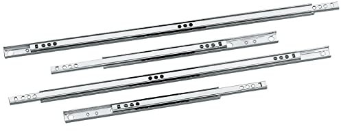 Amig Set di 2 guide scorrevoli metalliche, per cassetti di mobili, cassettiere, armadi, rimozione parziale, resistenza di carico: 15 kg/coppia, acciaio galvanizzato, dimensioni: 246 x 17 mm
