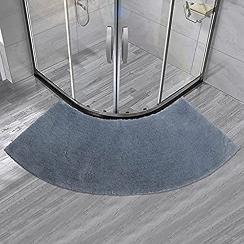 DFEO Gebogene Duschmatte, 45X143CM Badezimmerteppich Groß, Duschmatte Halbrund Mit Halb-Rundem Ausschnitt Flauschigweich, Vorleger Rundung Der Dusche An. (Grey)