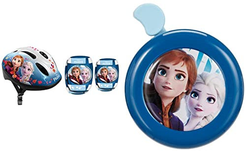 Stamp Combo (Helm + Elbow & Knee Pads), + - Timbres de Bicicleta Frozen II Anna, Elsa, Color Azul, (RN244084)