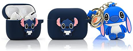 Derhom Airpods Pro Schutzhülle aus Silikon, niedlich, lustig, kompatibel mit Apple Airpods Pro [Cartoon-Gürtel, Puppen-Serie] (Stitch)