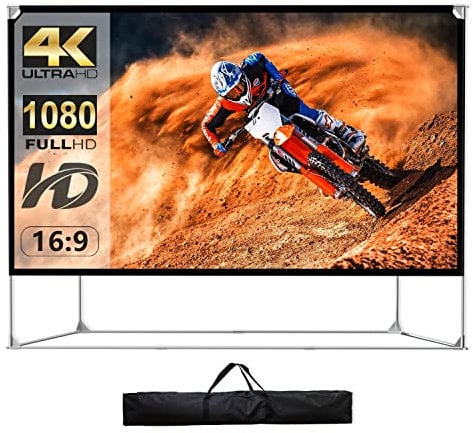 Schermo e supporto per proiettore da 150 pollici 16:9 HD 4K Grande schermo per proiettore da esterno Schermo per proiezione portatile con borsa per il trasporto per Home Theater Backyard Cinema