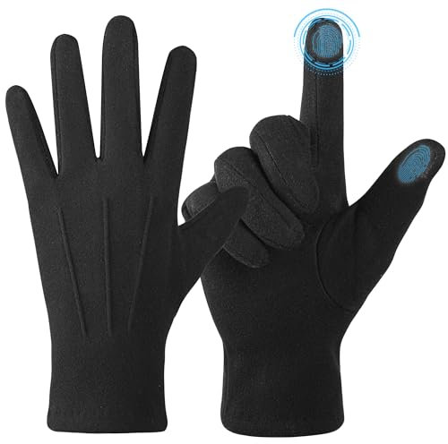 alqqas Damen Winter mit Touchscreen Texting Leder Elegant Handschuhe Fleece Futter Outdoor Winddicht Warm Wildleder Mode Handschuhe