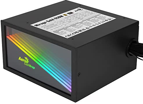 AeroCool MIRAGEGOLD650, Alimentatore PC 650W, RGB Infinity Mirror, 80Plus Gold, Condensatori Giapponesi