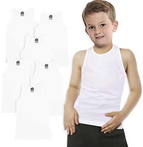 A2Z 4 Kids Boys Cotton Underwear Vests Sleeveless Tank Tops Age 2-13 | Soft base layer for school summer daily comfort and easy multi-pack use