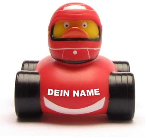 Badeente - personalisierbar (Rennfahrer Schumi Ente)