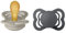 BIBS Supreme Schnuller 2er-Pack, BPA-frei, Symmetrischer Nippel. Naturkautschuk/Latex, Hergestellt in Dänemark. 0-6 Monate (2er Pack), Sand/Iron