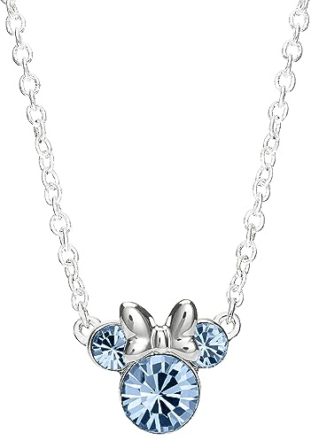 Disney Minnie Mouse Sterling Silver December Birthstone Crystal Necklace
