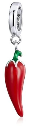 Charm Chili Red Chili Horn Neapolitanischer Glücksbringer aus 925er Silber – Les Folies für Pandora