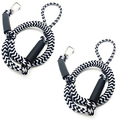 MOERAE 2 Stück Bungee Dock Line, Festmacher Seil für Boote, Bootsseile mit Edelstahlhaken, Boot Festmacherleinen Für Boot, Ponton, Kajak, Kanu, Motorboot (Weiß)