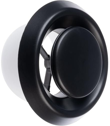 125mm Anthrazit Kunststoff Tellerventil - Rund Abluft Zuluft Lüftungsventil - Anemostat, Diffusor, Lüftungsgitter