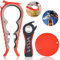 Jar Opener for Weak Hands, Easy Twist Jar Opener for Seniors with Arthritis, 5 in 1 Multi Function Bottle Opener Lid Opener for Arthritic Hands with Jar Gripper Pad (Red)
