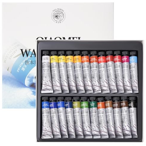 Paul Rubens peinture aquarelle – 24 couleurs vives, tubes d'aquarelle de 12 ml, fournitures artistiques pour adultes, artistes et débutants