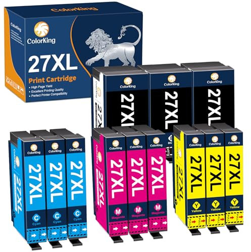 ColorKing 27XL Druckerpatronen Kompatibel für Epson 27XL Multipack 27 für Epson WF 3620 Druckerpatronen Workforce WF-3640DTWF WF-7710DWF WF-7720DTWF (3 Schwarz, 3 Cyan, 3 Magenta, 3 Gelb)