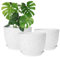 CSYY Grand pot de fleurs en plastique à arrosage automatique pour intérieur et extérieur avec trous de drainage et plateau - 25/23/20 cm - Blanc