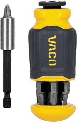 VACO VAC1080 Tournevis multi-embouts trapu, visseuse à percussion, outil magnétique réglable 8 en 1 avec embouts Phillips, fendus et carrés