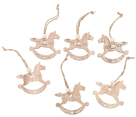 Abaodam 6st Schaukelpferd Ornament Anhänger Aus Holz Selber Machen Weihnachtsschmuck Zum Aufhängen Holz Schaukelpferd Ausschnitt Holzverzierungen Hölzern Kunsthandwerk Weihnachtsbaum