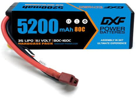 DXF 1 Paquets Batterie lipo 3s 5200mah 11.1v - Haute Performance pour hélicoptère rc, Avion, multirotor et Plus - lipo Battery 80c avec fiche t - lipo 3s idéale Camion, Slash VXL,hélicoptère RC