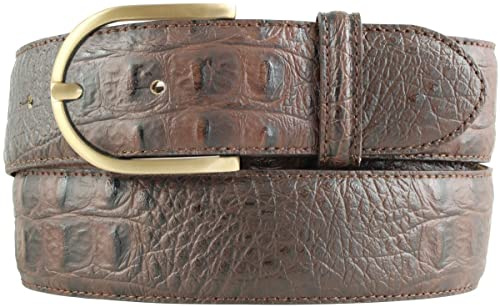 BELTINGER Damen-Gürtel mit goldener Gürtelschnalle und Krokoprägung 4 cm | Leder-Gürtel 40mm Kroko-Optik Damen | Kroko-Muster 4cm | Braun 80cm