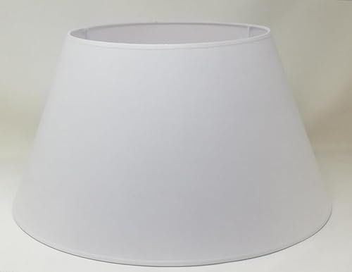 50 cm Pantalla Cono, Tela de Algodón, respaldo de PVC Blanco, Producto Hecho a Mano, para Lámpara de Mesa, Lámpara de Pie (Blanco)